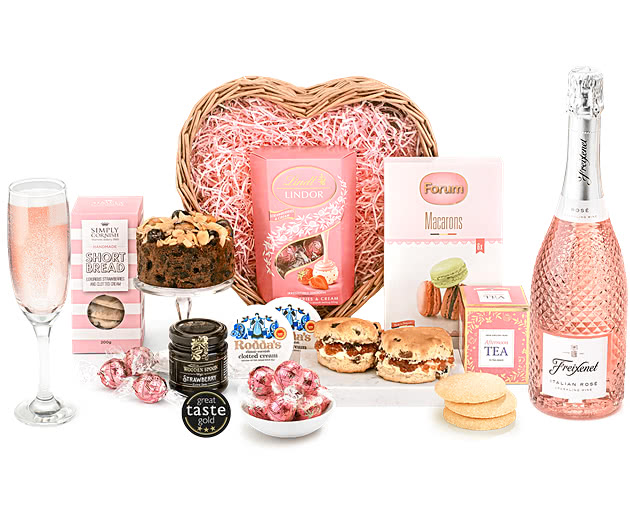 Cream Tea Lover's Jam & Scones Gift Set Hamper With Sparkling Rosé Prosecco